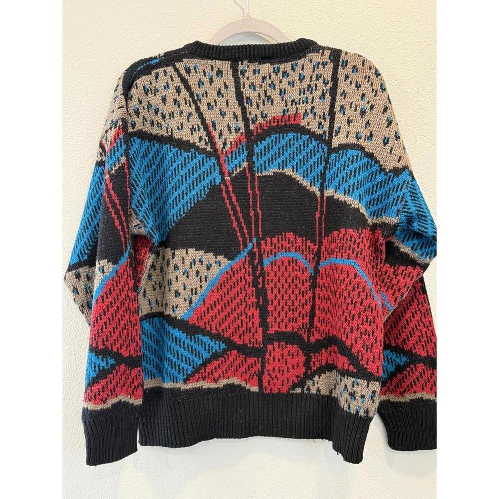 Vintage 80s/90s "Motivation 2000" Geometric Knit Sweater, Retro Colorblock - Picture 3 of 3